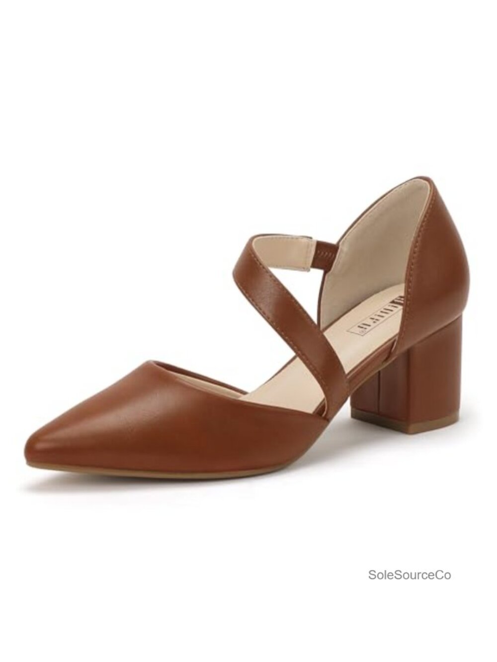 IDIFU IN2 Women's Pumps Pointed Toe Low Block Chunky Comfort Heels